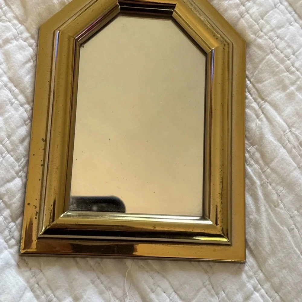 MCM VTG Small Gold Hexagon Vanity Mirror Burwood Hollywood Regency Wall Hanging